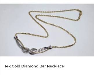 14k diamond bar necklace