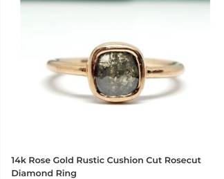 14k rose gold rustic 1 carat salt and pepper diamond