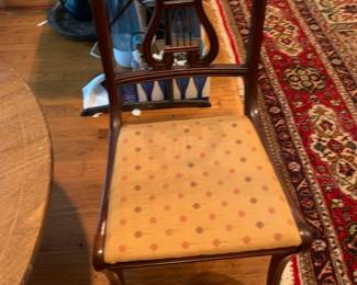 #23	Round Pedistel Table on wheels  w/4 harp Chairs - 42x28	 $175.00 			
#134	2 Harp Back Chairs (1 with arms and 1 without arms) (as is)	 $40.00 			
