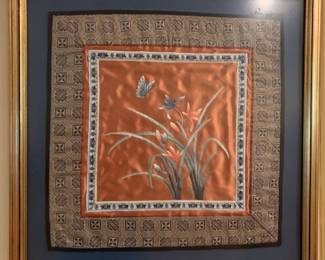 #35	Fine Old Chinese Embroidery Textile Panel Flower w/Butterfly framed  - 16x16	 $65.00 			
#36	Fine Old Chinese Embroidery Textile Panel Flower w/Dragon Fly framed   16x16	 $65.00 			
#37	Fine Old Chinese Embroidery Textile Panel Rose w/Butterfly framed   16x16	 $65.00 			

