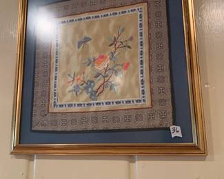 #35	Fine Old Chinese Embroidery Textile Panel Flower w/Butterfly framed  - 16x16	 $65.00 			
#36	Fine Old Chinese Embroidery Textile Panel Flower w/Dragon Fly framed   16x16	 $65.00 			
#37	Fine Old Chinese Embroidery Textile Panel Rose w/Butterfly framed   16x16	 $65.00 			
