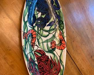 #44	Hand-Painted Ceramic Oval Dish of Shrimp, Crab and Lobster   21x9 by Susan T	 $25.00 			
