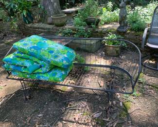 #45	Wrought Iron Sofa w/Vinyl 60's Cushions - 70" Long	 $120.00 			

