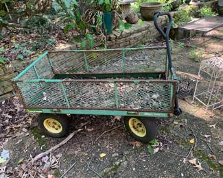 #51	Green John Deere Drop Side Falconer Garden Cart (has flat tires) - 49"Lx24W	 $30.00 			
