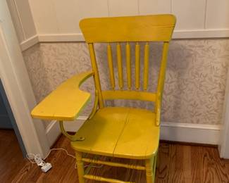 #64	Yellow Chair w/Side Arm (missing Screw) (as is split bottom)	 $20.00 			
