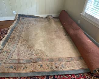 #92	Chinese Hand-Knotted Rug - Blue/Cream with Center Motiff -102x140	 $250.00 			
