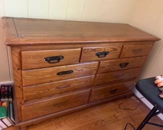 #98	Oak Dresser w/9 Drawers (5 drawers missing handles) - 56x19x34	 $75.00 			
