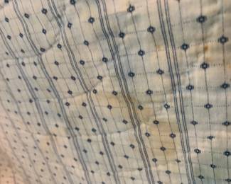 #109	Hand-quilted Blue & White Quilt - (as is stains and tear) - 66x80	 $50.00 			
