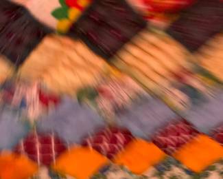 #112	Scrappy Around the World Quilt (stains on Back) - 74x72	 $75.00 			
