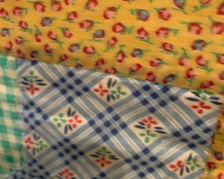 #113	Scrappy Yellow Spool quilt Hand-Quilted - 68x82	 $65.00 			
