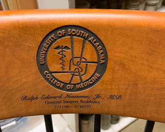 #116	Black Wood Spindle Doctor's Chair from Univ. of South Alabama medical School	 $40.00 			

