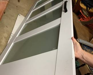 #124	Wood 4 Frosted Pane Glass Door w/black handle - 38x84	 $120.00 			
