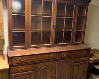 #125	Pennsylvania house China Cabinet - 2 pc (AS IS FINISH ALL OVER) w/4 drawers, 4 wood Doors & 2 Glass Doors - 66x20x36-77 - You Move	 $125.00 			

