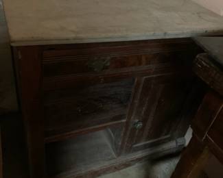 #129	Marble Top Cabinet w/3 drawer & 1 Door - Missing 1 Drawer (marble Cracked) - 30x17x28 - as is	 $20.00 			
