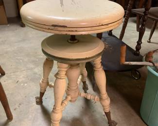 #135	White Painted Piano Stool w/Brass Ball & Claw Feet Swivels	 $35.00 			
