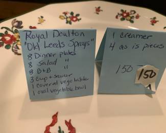 #150	Royal Doulton Old Leeds Sprays 34piece	 $150.00 			
