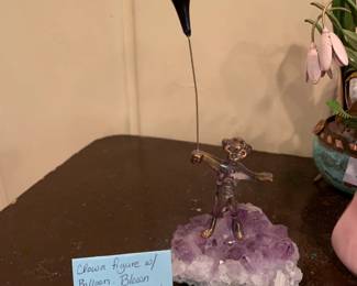 #153	Blown glass clown on Amethyst crystal	 $60.00 			
