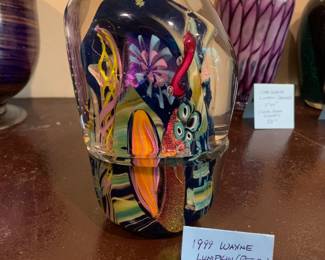 #155	Lumpkin 2 pc blown glass paperweight AS IS 	 $20.00 			
