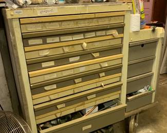 #170	47x24x47 on wheels 9 drawer plastic and metal cabinet 	 $100.00 			
