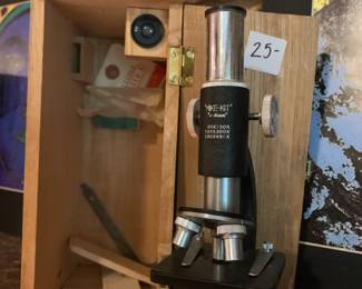 #239	Mike kit microscope 8 inches tall in box 	 $25.00 			
