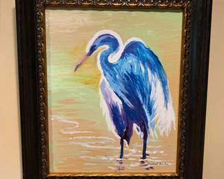 #242	Mildred Austin orginal painting of a crane 21x25	 $75.00 			
