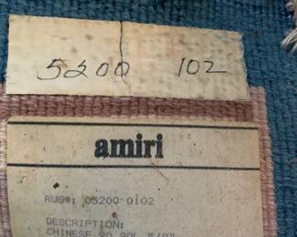 #254	Amiri rug blue rose chinese pattern hand knotted 108x72	 $125.00 			
