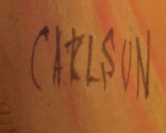 #260	Carlsun orginal painting of orange dirt and houses on the hill with white fence 37x31	 $100.00 			
