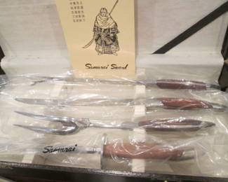 Vintage "Samurai Sword" 4-Piece Carving Set, NIB