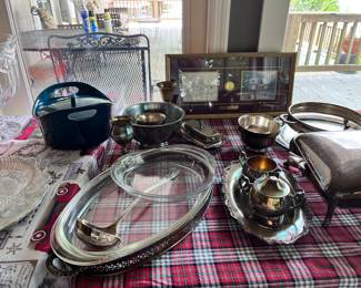                 Unique silver plate items.