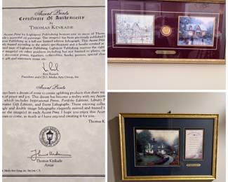          Upper $ 125  and  Lower  $ 95 
Thomas Kinkade prints with Certificate of Authenticity  Upper “Skaters Pond”
Lower “Home Is Where The Heart Is”