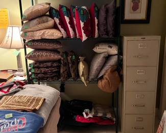 Pillows, Pillows, and More Pillows and a File Cabinet