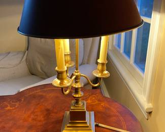 Vtg bouillotte brass tole lamp