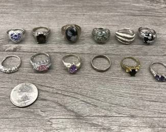 925 Sterling Silver Jewelry Ring Lot CNA WCG Dome Band Floral Star 51.87 Grams $200 for all or $40 each 