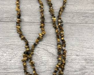 925 Sterling Silver Clasp Tigers Eye Beaded Necklace $50