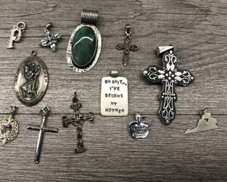 925 Sterling Silver Charm Lot of 12 With Amy Peters Studio Cross 38.92 Grams $125 for all or 2 for $40