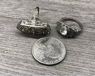 Sterling Silver Vintage Ring Lot Sparkle Art Deco Style Size 4.75 and 3.5 7.86 Grams $60 for both or $35 each