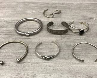Unmarked 925 Sterling Silver Jewelry Bracelet Lot of 7 Stone Cuff 100.21 Grams $200 for all or 3 for $100