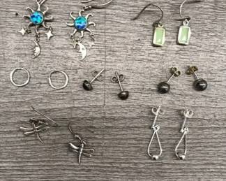 925 Sterling Silver Jewelry lot Earrings 7 Pairs With Dangle Stud Hoop 9.14 Grams $45 for all or $15 each Pair