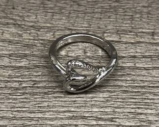 925 Sterling Silver Diamond Heart Ring Size 6.5 US 3.74 Grams $35