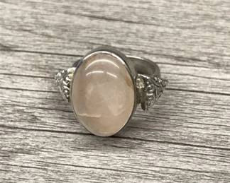 925 Sterling Silver Rose Quartz Cabochon Ring Size 7 US 7.23 Grams $65