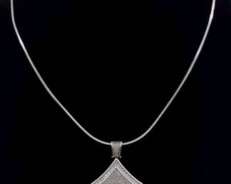 925 Sterling Silver Square Shaped Crystals Pendant $45