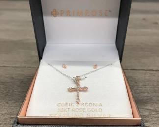 New With Tags Sterling Silver Primrose Gold Plated Set Earrings and Pendant $40