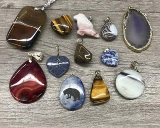 Costume Jewelry Pendant Lot With Multicolor Semi Precious Stone $60 For all or 2 for $25