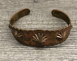 Copper Etched & Embossed Cuff Braclet 5"  100% copper $35