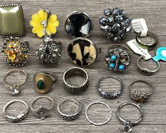 Silver Tone Costume Jewelry Ring Lot With Band Dome Adjustable $50 for all or 2 for $20