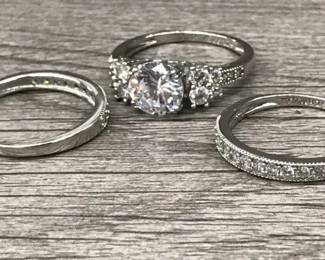 925 Sterling Silver Stacking Band Set  Size 7.5 $125 Picture 1 of 4
