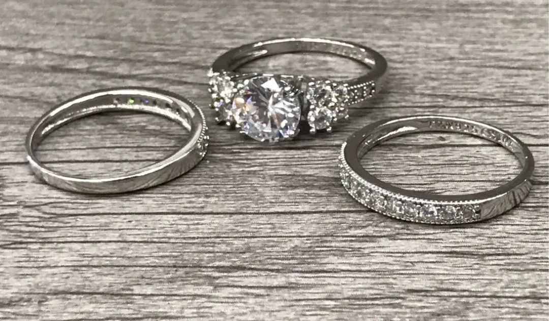 925 Sterling Silver Stacking Band Set  Size 7.5 $125 Picture 1 of 4