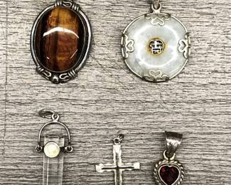 925 Sterling Silver Pendant with Tiger's Eye Jadeite Cross 25.76 Grams $120 For all or $40 for Tigers eye rest $35 each