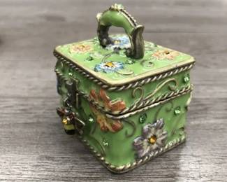 Enameled Small Sparkle Trinket Box Green  $30