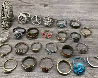 Lot of Costume Jewelry Mixed Ring Peace Floral Butterfly $50 for all or 2 for $20